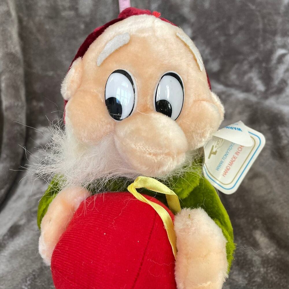 Christmas Elf Plush Vintage 90s y2k Dwarf Doll 14" Red Green Stuffed TAGS READ
